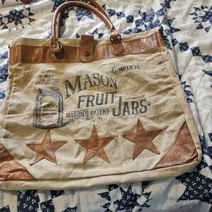 Mason Vintage Tan and Brown Canvas Tote